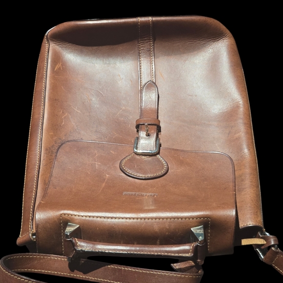 Dooney & Bourke Italy Made Leather Crossbody Bag Vintage Saddle Brown Satchel Pu - Picture 9 of 14